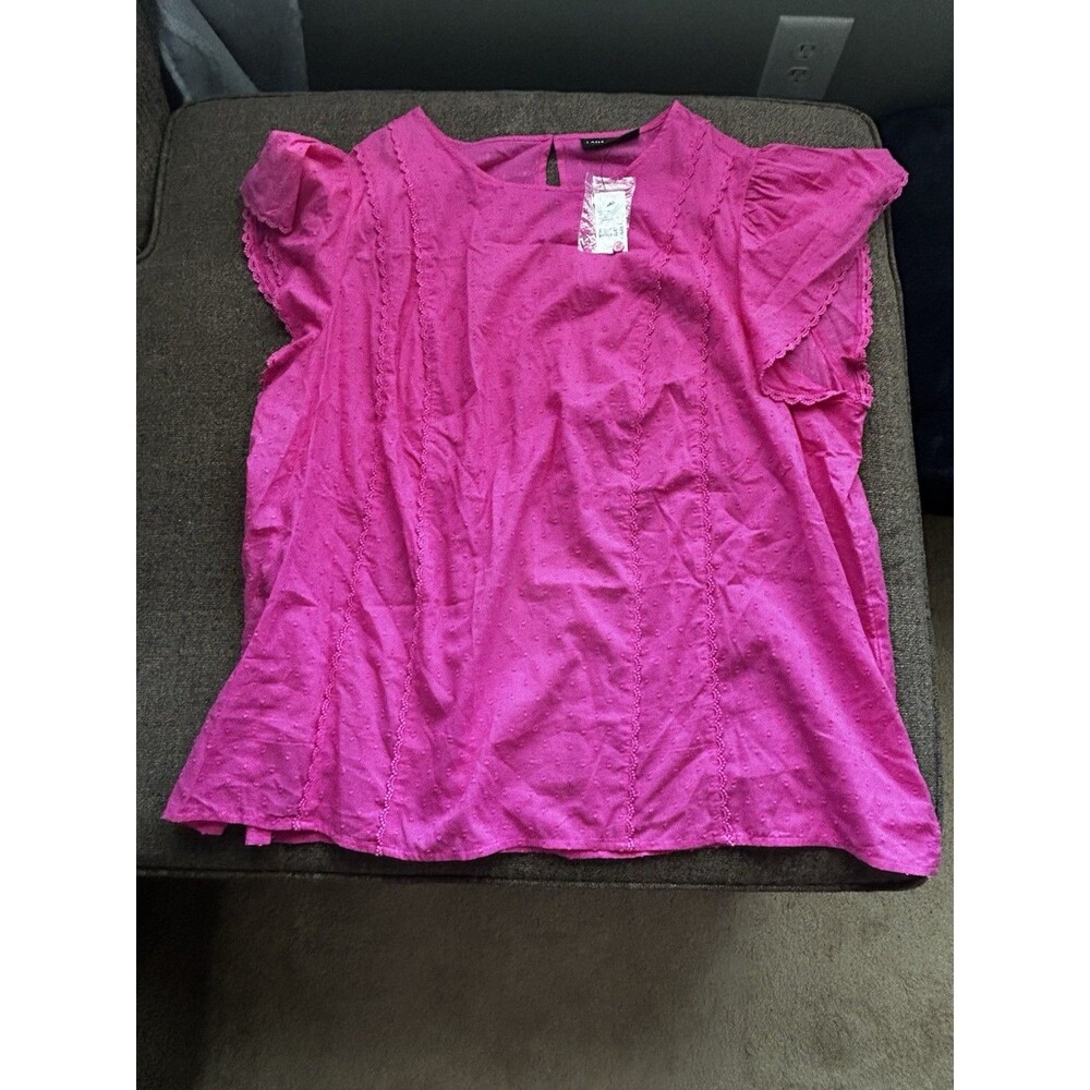 Lane Bryant Women’s top Bright Pink Textured fabric Flutter sleeves Plus Size 20